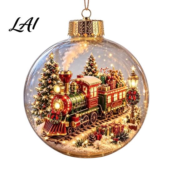 Decorative Holiday Favors Clear Christmas Ball Ornaments Acrylic Hanging Decoration with Gingerbread House Festive Party Supplies Reindeer Santa Tree