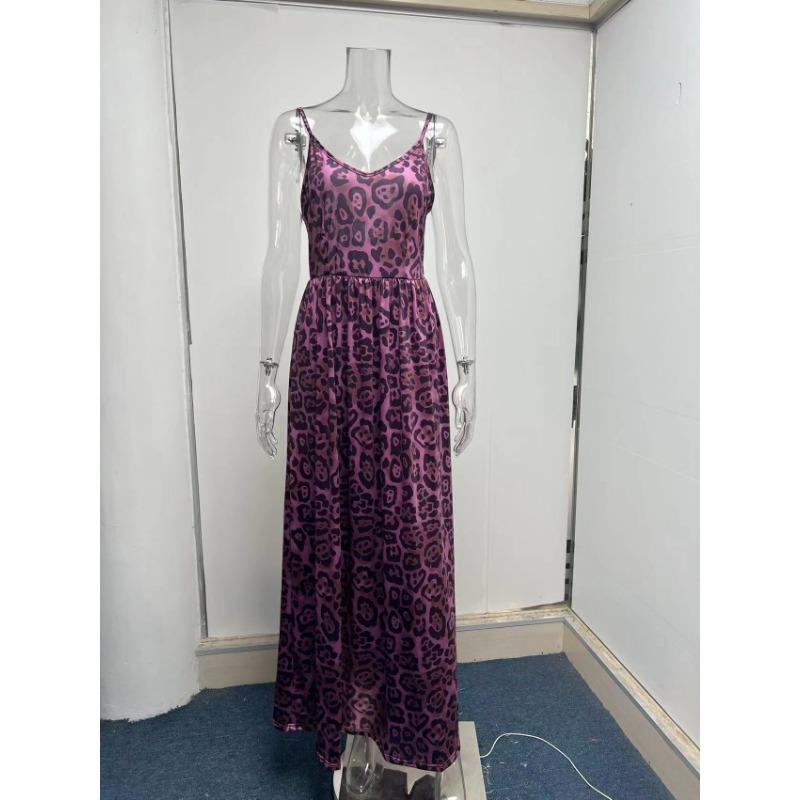 Стильное летнее платье с V-образным вырезом и леопардовым принтом, сексуальное платье-халтер