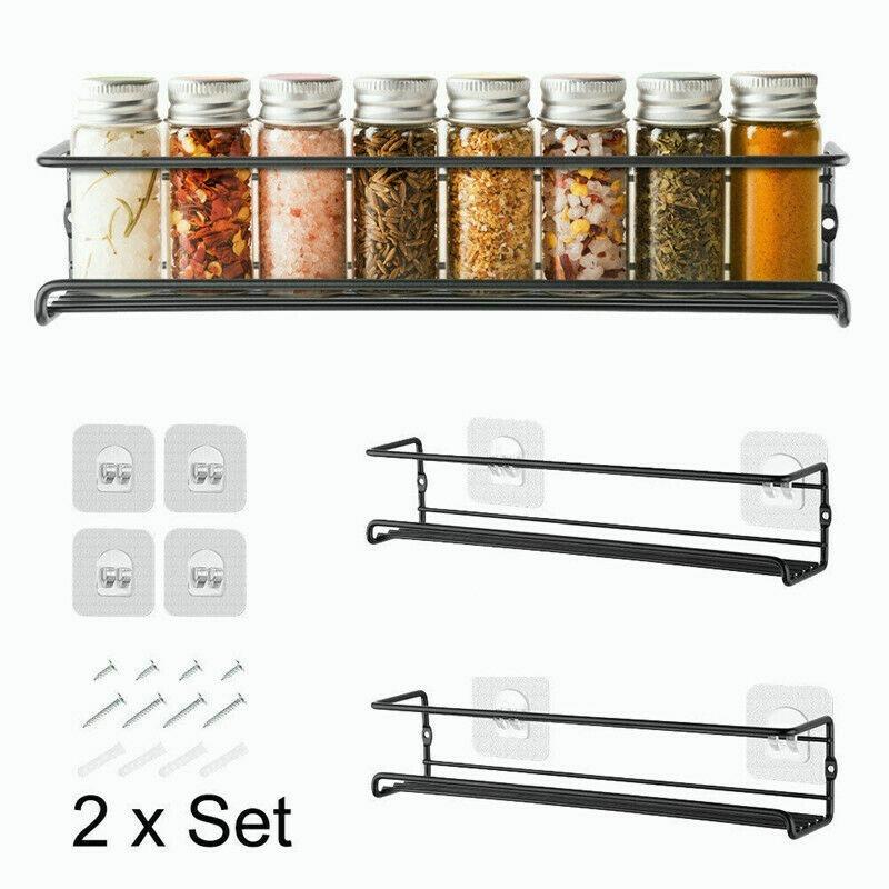2/4PCS Hanging Kitchen Shelf Spice Shelf Wall-Mounted Kitchen Cupboard Doors