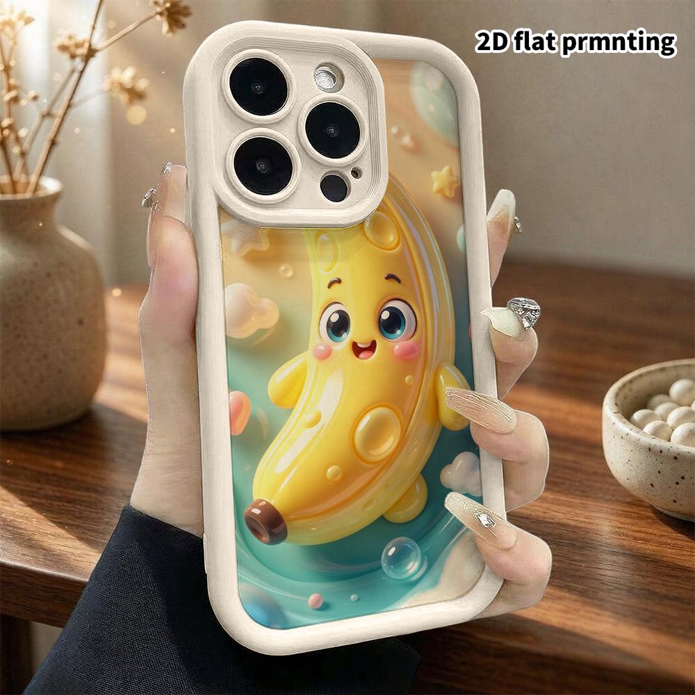 Чехол для телефона: 2D плоский дизайн, подходит для защитного чехла iPhone 18, 17, 16, 15, 14, 13 Pro, изображение мультяшного банана, идеальный для Рождества и Хэллоуина holi