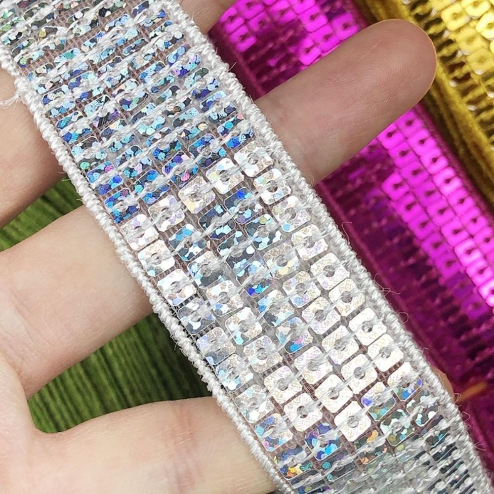 5 Rows Sequin Lace Trim Square Sequin Lace Trim Versatile Craft Ribbon For DIY Crafts