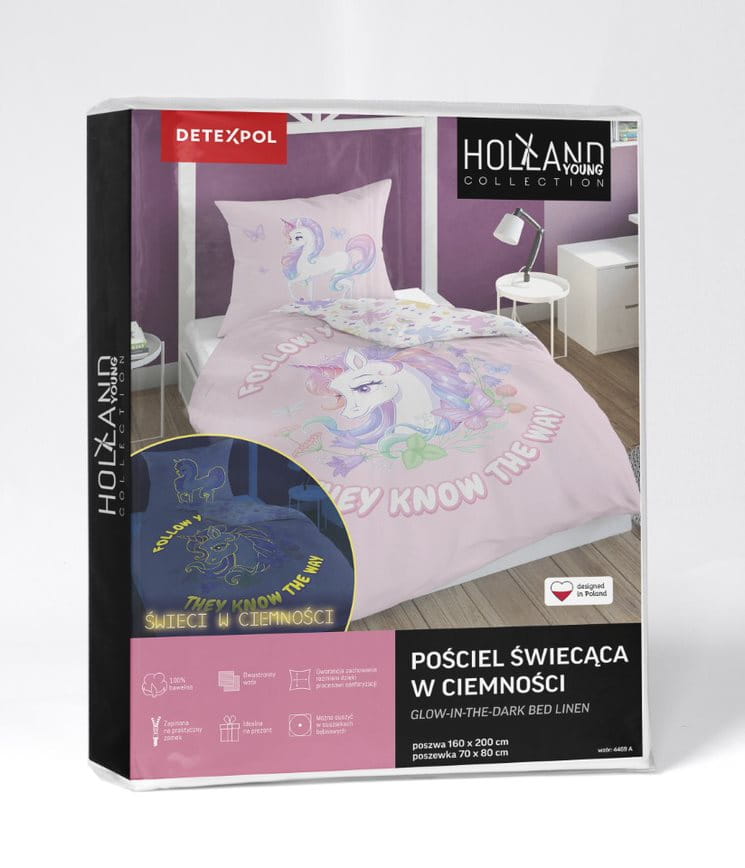 Bedding set 140x200 glow in the dark unicorn unicorn