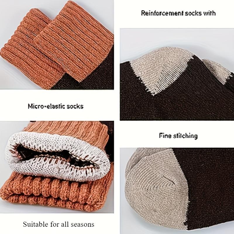 5 Pairs of Winter Warm Knit Socks for Women with Geometric Patterns - Rabbit Hair Blend, Hand Wash Only, All-Season, Knit Fabric, 100 G/m²