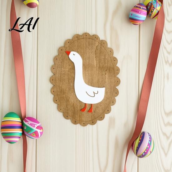 Nordic Style Wall Art Rustic Wooden Stickers Rabbit Goose Decor Cute Sticker for Kids Room Animal Bedroom Nursery Photography Prop Non Damaging