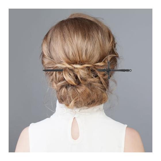[BESTOYARD] U-Shaped Hairpin, Simple Metal Sword Shape Long Hair Stick, Single Prong Hairpin, Dragonfly Bead Red Hairpin, Everyday Use, Simple