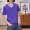 Женская приталенная футболка с коротким рукавом и воротником поло - Летняя корейская мода 2024, Трендовый и универсальный топ