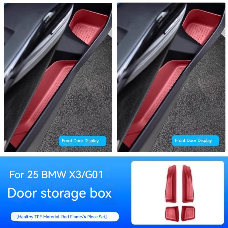 Для BMW X3 G01 2025 4 шт. Автомобильный ящик для хранения сбоку передней двери TPE Органайзер-лоток для передней двери Автоаксессуары для интерьера