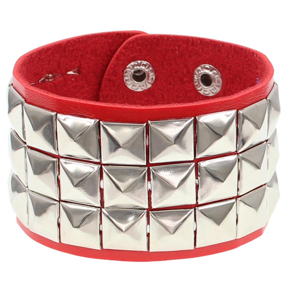 European & American Punk Street Style Rivet Bracelet: PU Leather Bangle