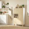 Buffet Sideboard Storage Cabinet With 6 Compartments And Soft Close Doors 80x40x135cm White And Natural Wood