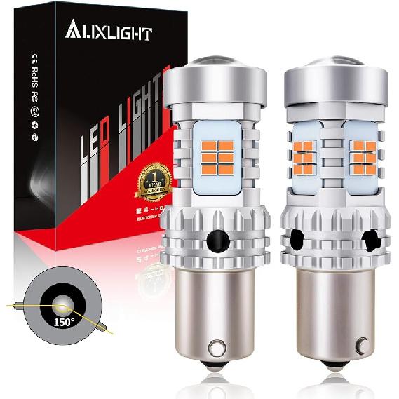 AUXLIGHT 7507 1156(150°) BAU15S LED Bulbs Extremely Bright PY21W 12496 7507AST 2641A Replacement for Turn Signal Lights, 2200K Amber Yellow (Pack of