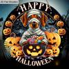 Halloween Wooden Sign with Bandaged Dog & Pumpkin Pattern - Unique Figurine Ornaments with Happy Halloween - Ideal for Front Door, Wall, Room Decor