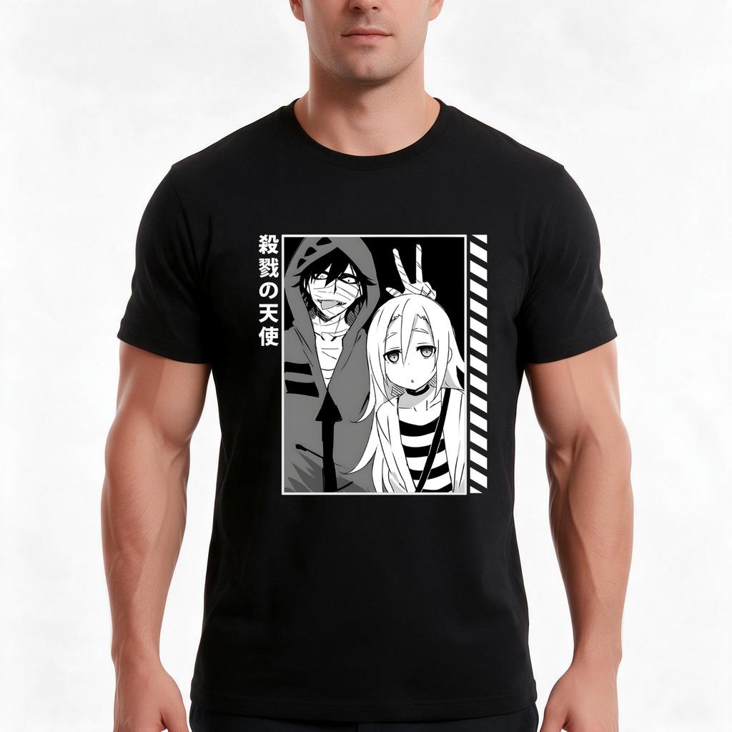 Cute Angels Of Death Tshirt Summer Casual Cotton Tee Oversized Streetwear Tops Vintage Graphic Print Loose Fit Short Sleeve