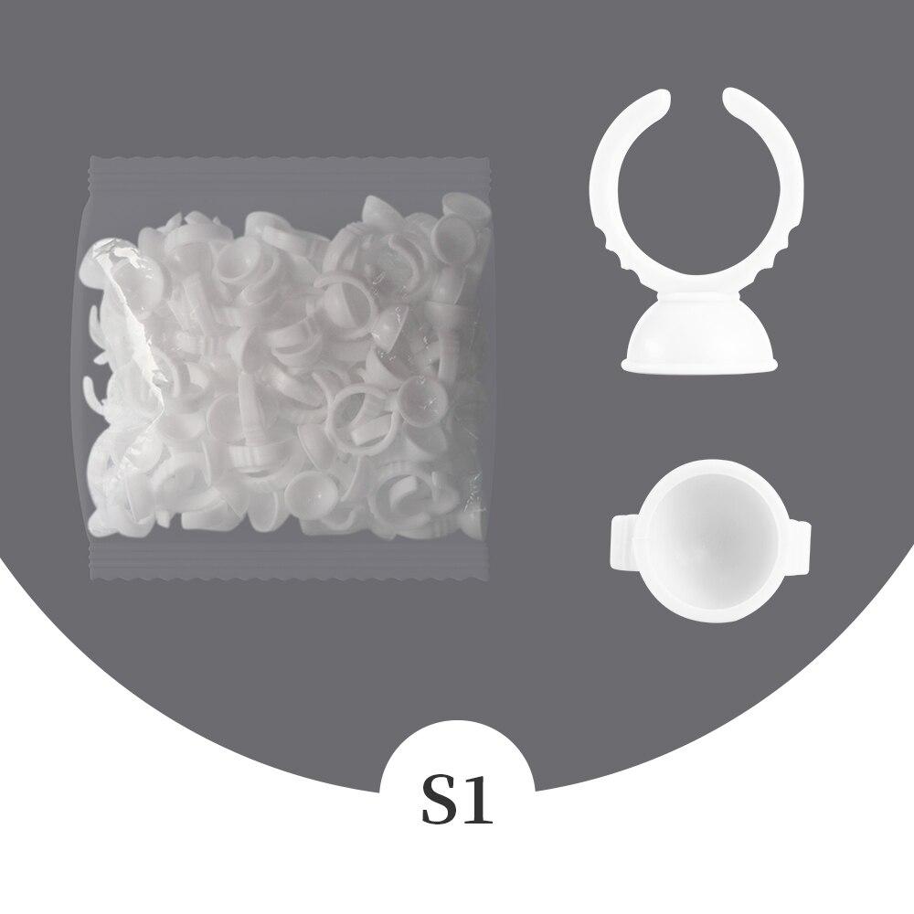 Оптовая продажа, 100 шт., одноразовые клеевые кольца для наращивания ресниц, розовый держатель для клея, контейнер для клея, пигмент для татуировки