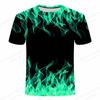 Summer Men's Flame 3D Printed T-shirt Men's Fashionable Short Sleeved Hip-hop Top