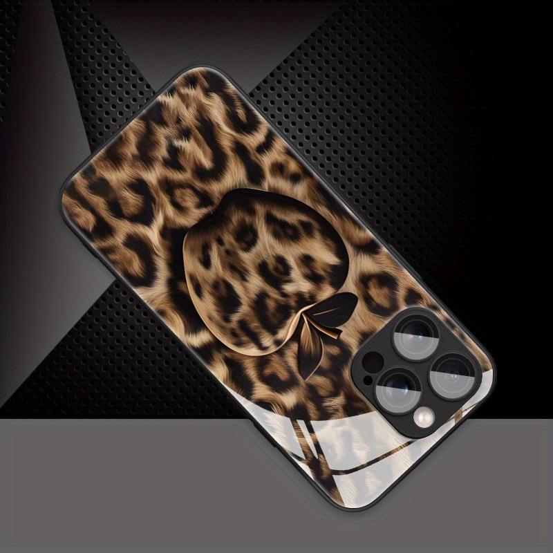 Чехол для телефона с принтом леопарда и яблока, из стеклянного материала, для iPhone 17 16 15 14 13 12 11 Pro Max 16E 17Air 7 Plus XR XS X