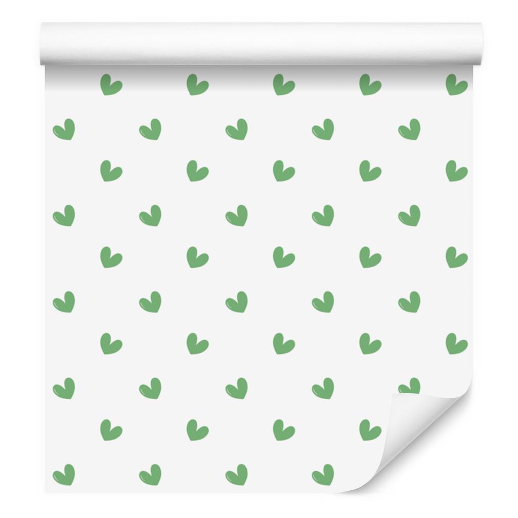 Heart Wallpaper White, Mint, Green and Light Gray 50x1000