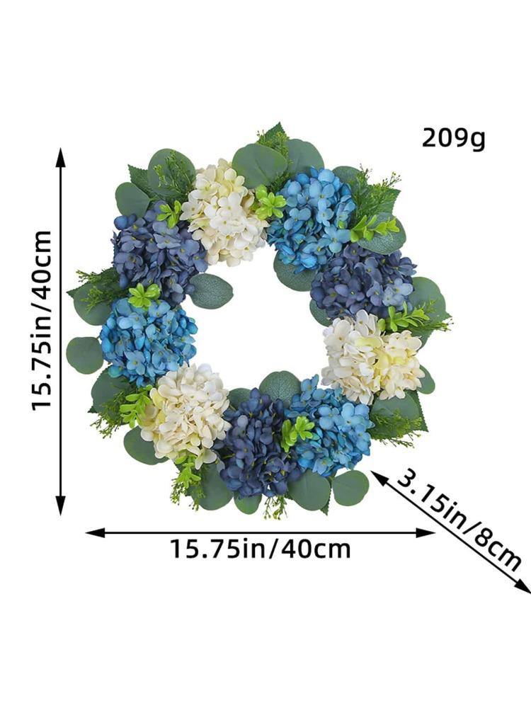 40 см синие венки из гортензий, искусственные цветы для лета, венок из гортензий для входной двери, фермерского дома, стены, окна, вечерние украшения