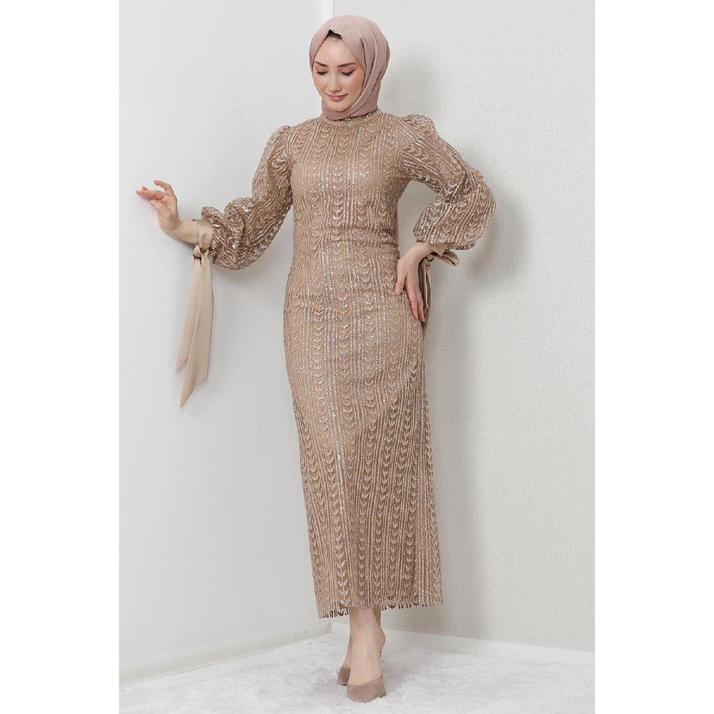 Nci Hijab Evening Dress Gold