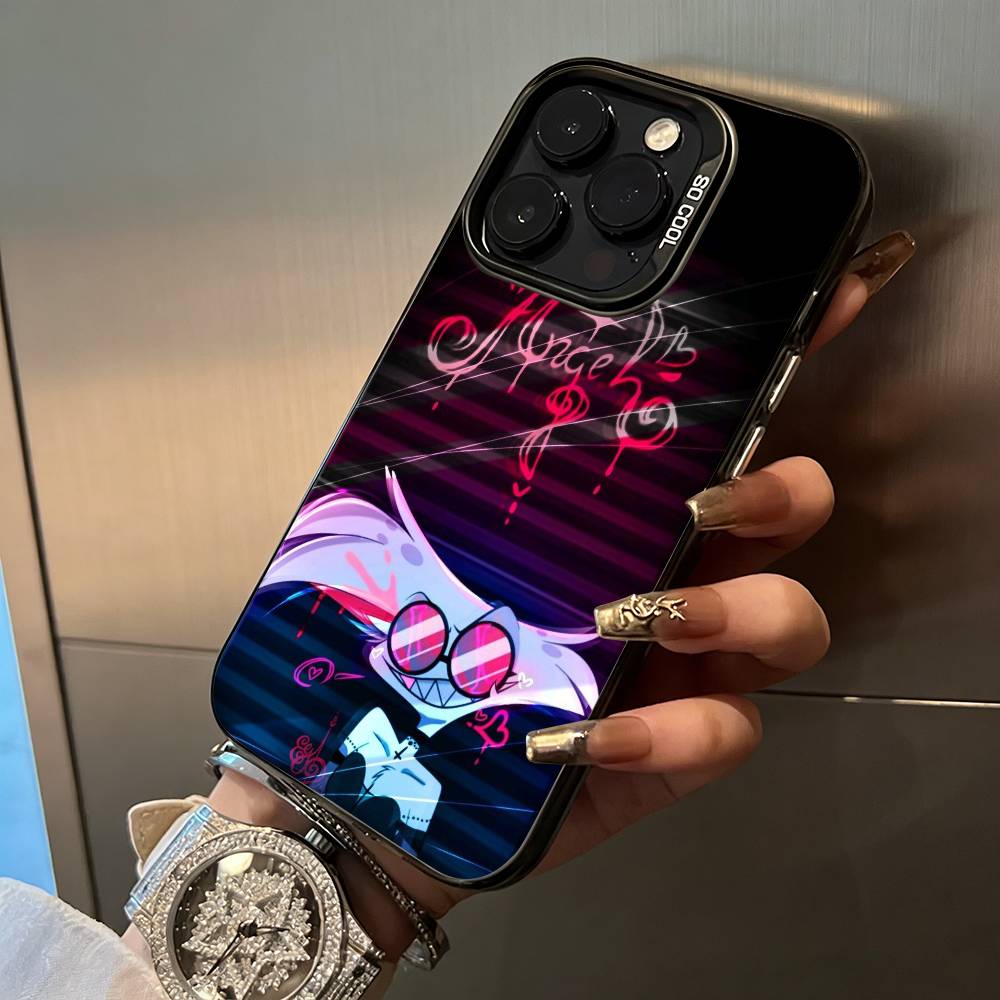 A-Angel Dust H-Hazbin H-Hotel Чехол для телефона для iPhone 17,16,15,14,13,12,11 Plus Pro Max Цветной Серебряный Чехол для телефона