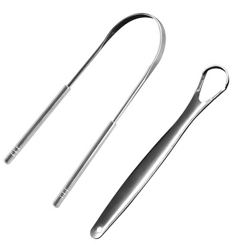 2PCS Tongue Scraper Stainless Steel Tongue Cleaner Oral Care Hygiene Scraper