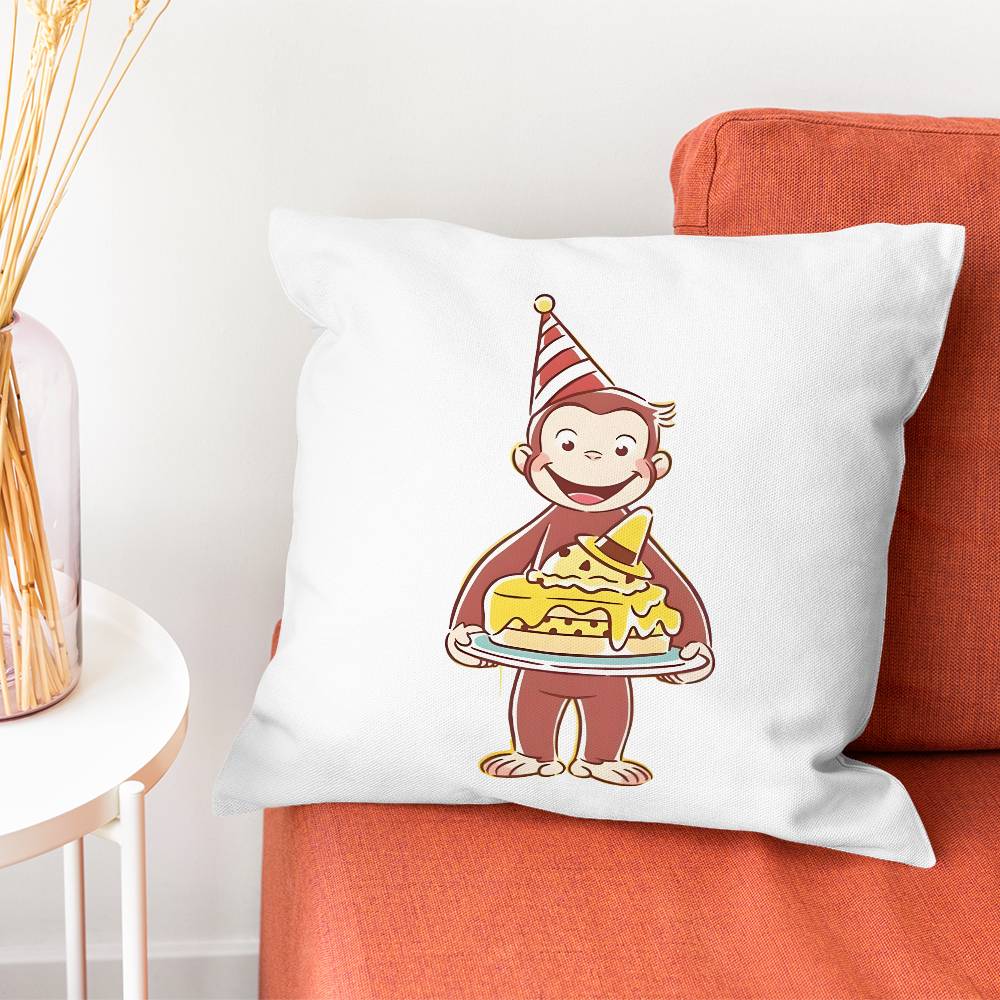 CCurious Monkey GGeorge Pillow Case Plush Fabric Soft Pillowcase Double Sided Print Cushion Cover Household Gifts