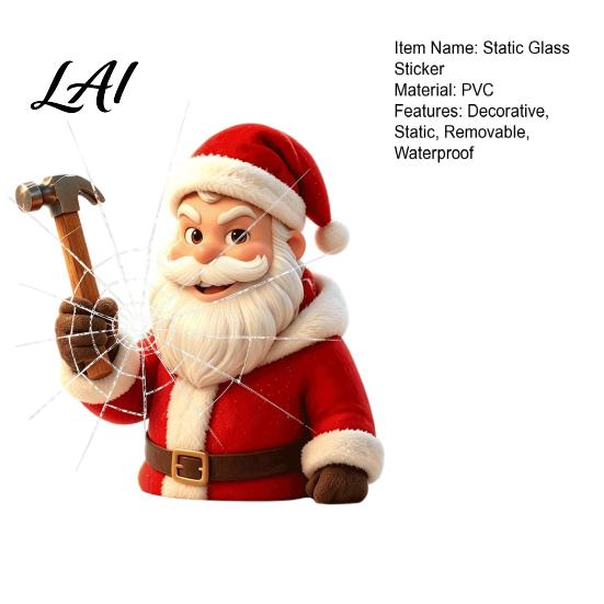 Removable Glass Stickers Christmas Santa Claus Reusable PVC Window Static Sticker Holiday Theme Wall Clings
