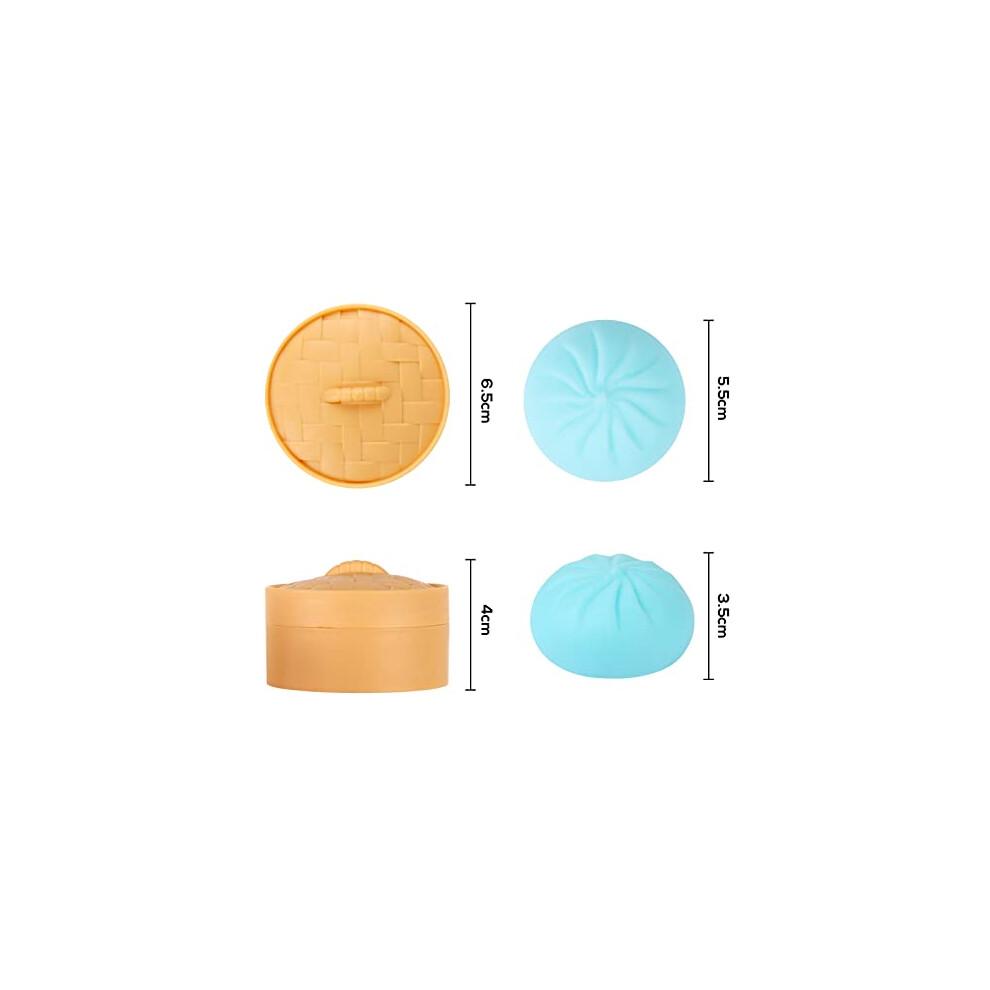 4 PCS Colorful Dumpling Squishy Stress Balls Fidget Sensory Toy,Squeeze Dough Ball Stress Relief Hand Toy,Anti-Anxiety Bun with Food Steamer Stretchy