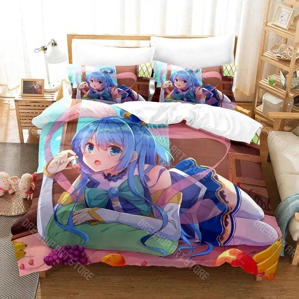 3D Печатный Постельный Комплект KonoSuba для Мальчиков Девочек Пододеяльник и Наволочка В Комплекте Размеры: Полуторный, Евро, King, Полный, Односпальный, Двуспальный