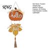 Decorative Wooden Boards for Home Hello Fall Hanging Sign, Pumpkin Maple Leaf Door Hanger with Autumn Wall Decor Tassel, Harvest Thanksgiving