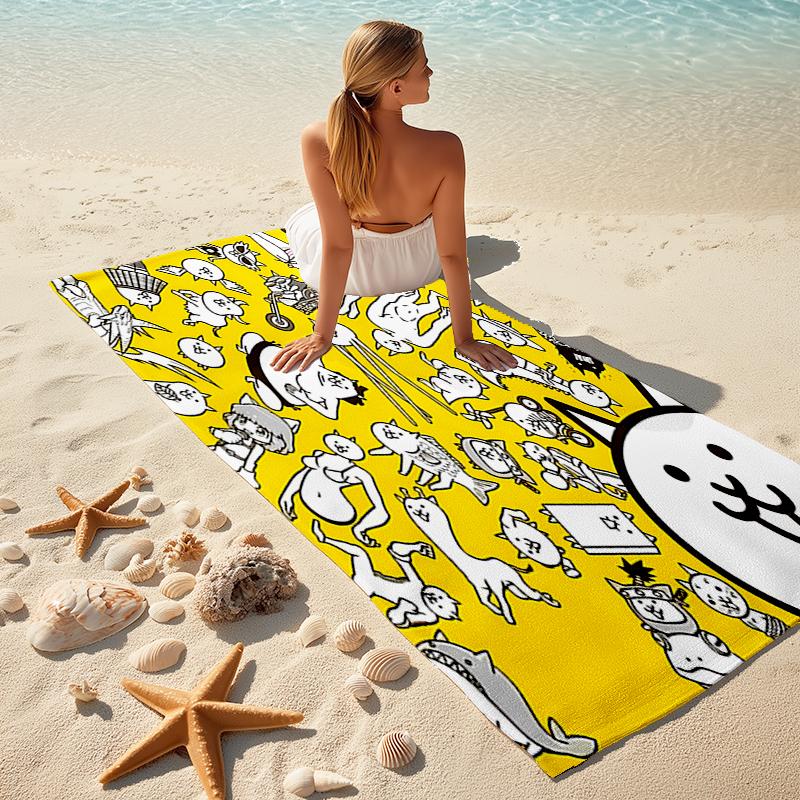 Beach Towel with The Battle Cats Pattern - soft,absorbent,machine washable Lightweight&Modern,swimming,Travel Essentials