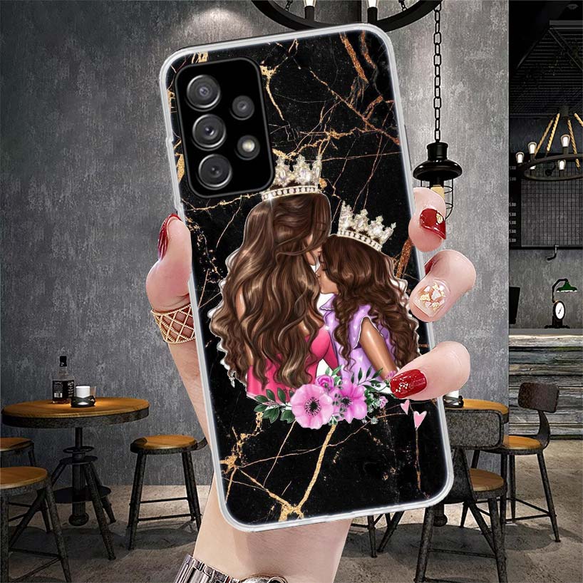 Мама Малыш Любовь Девочка Мягкий Чехол Для Телефона Для Samsung Galaxy A13 A14 A15 A16 A17 A53 A54 A55 A56 A57 A33 A34 A35 A36 A37 A23 A24 A25 A2