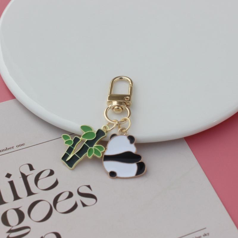 Cute Panda Keychain Metal Cartoon Style Bag Pendant for Collectible Souvenir