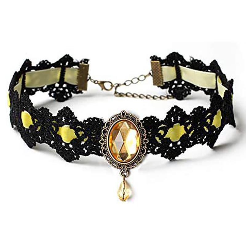 Готическое Викторианское Черное Кружевное Ожерелье Для Женщин Девушка Бохо Кисточкой Сексуальное Кружевное Колье Стимпанк Темный Стиль Лоли Хэллоуин Ювелирные Изделия