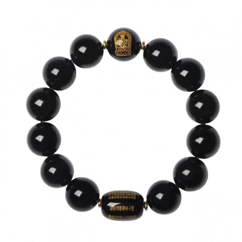 Obsidian Buddha Bead Bracelet Men Women Feng Shui Spiritual Jewelry Lucky Charm Wristband