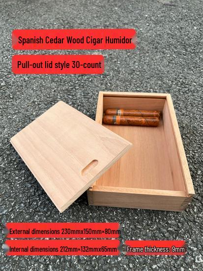 Spanish Cedar Cigar Humidor Box, 20-Cigar Capacity, Supports Various Styles and Sizes