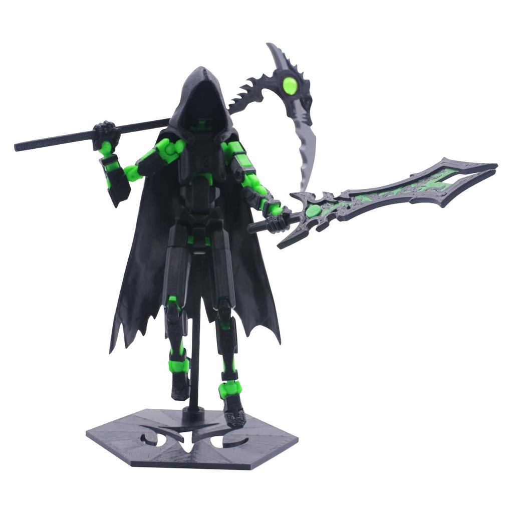 Articulated Action Figure with Cloak and Scythe 3D Printed Movable Collectible Model for Display and Decoration