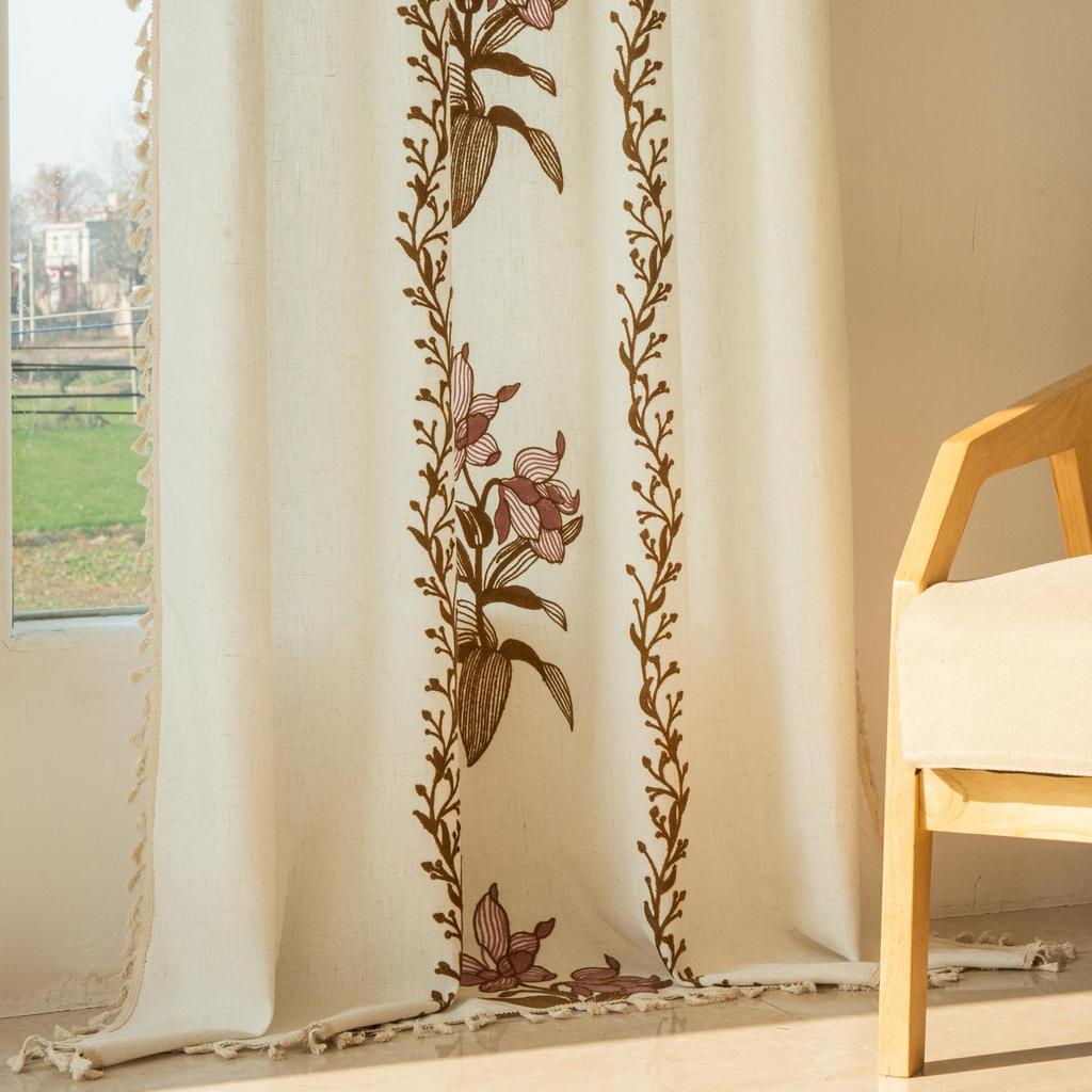 European Classical Floral Blackout Sheer Curtains for Balcony, Living Room, Bedroom, Bay Window