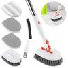 3 In 1 Shower Scrubber Cleaning,52 Inch Long Handle Scrubbing Brush with Locked Head, Stiff Bristles Scrub Brush