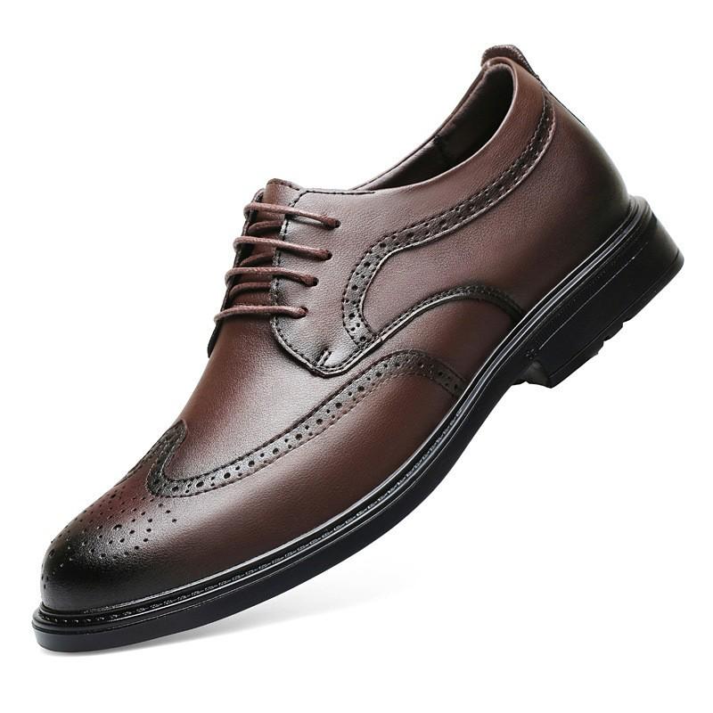 Мужские большие кожаные туфли-броги, Невидимое увеличение роста, Business Casual, Дышащий дизайн, Размеры до 50