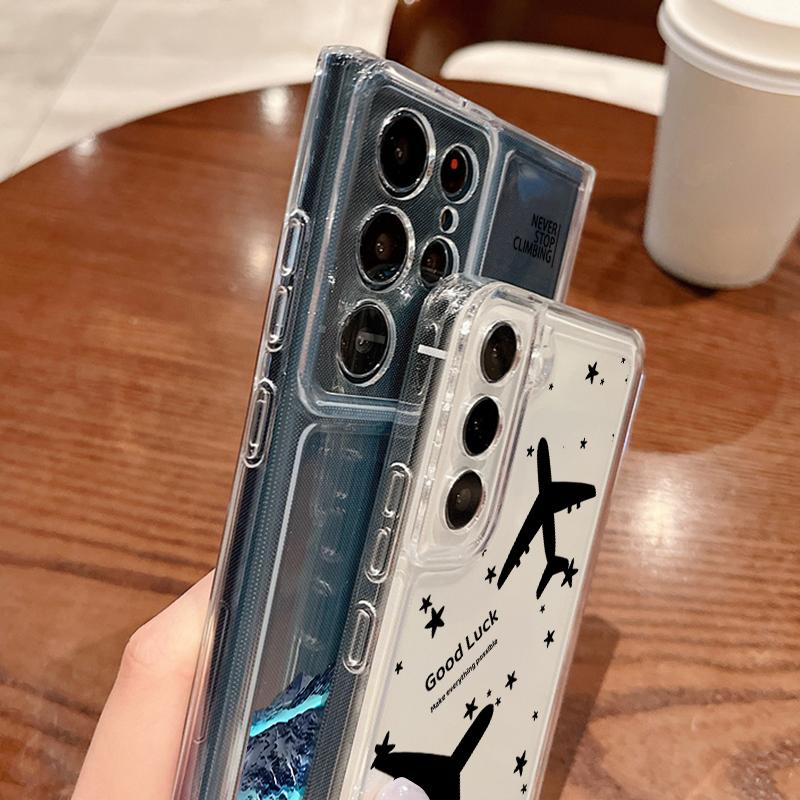 Airplane Print Clear Slim Phone Case For Samsung Galaxy S25 Ultra S24 FE S23 S22 A56 A36 A16 A55 A35 Soft Silicone Shockproof Transparent Bumper Cover