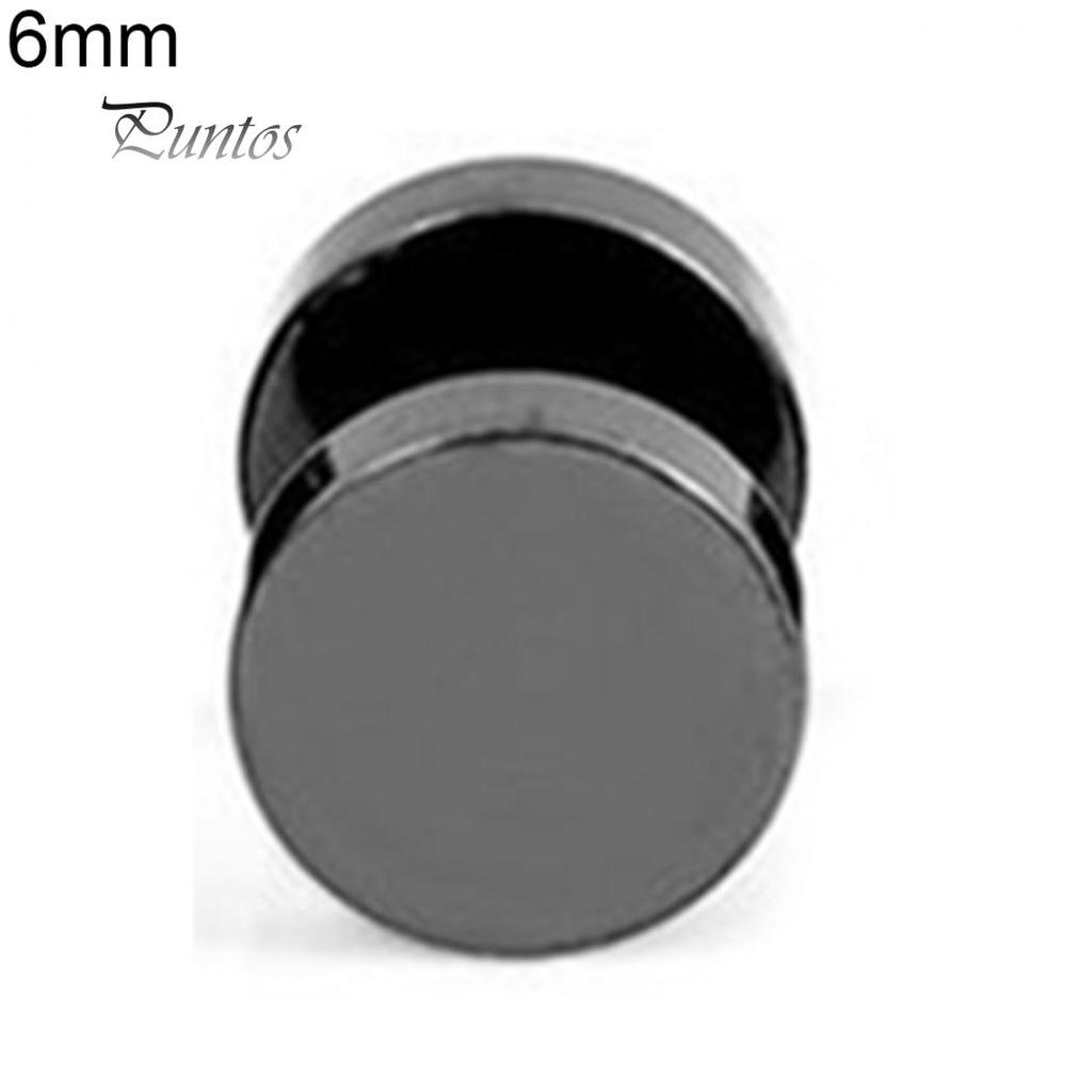 Lady's Men Cool Punk Round Black Stainless Steel Ear Stud Piercing Earrings 3mm - 14mm