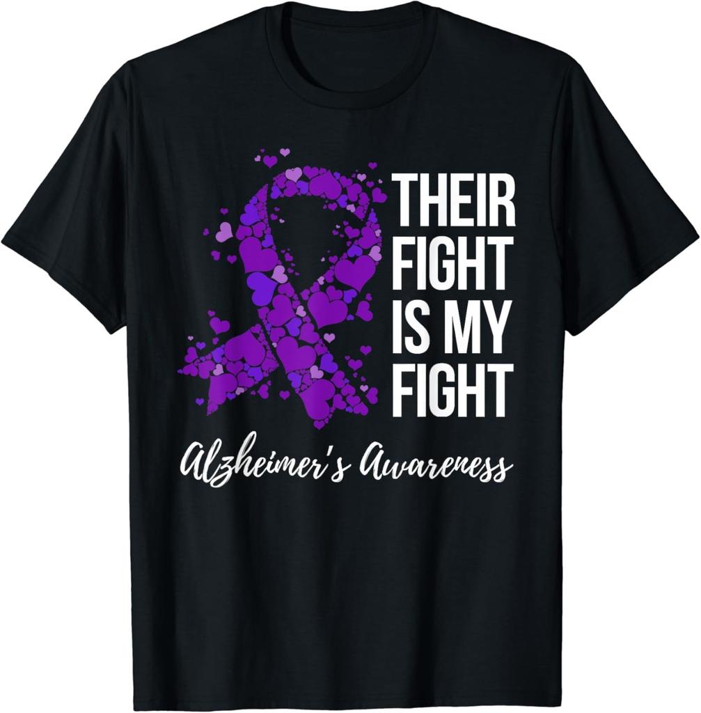 Their Fight Is My Fight Purple Ribbon Alzheimer's Awareness T-Shirt