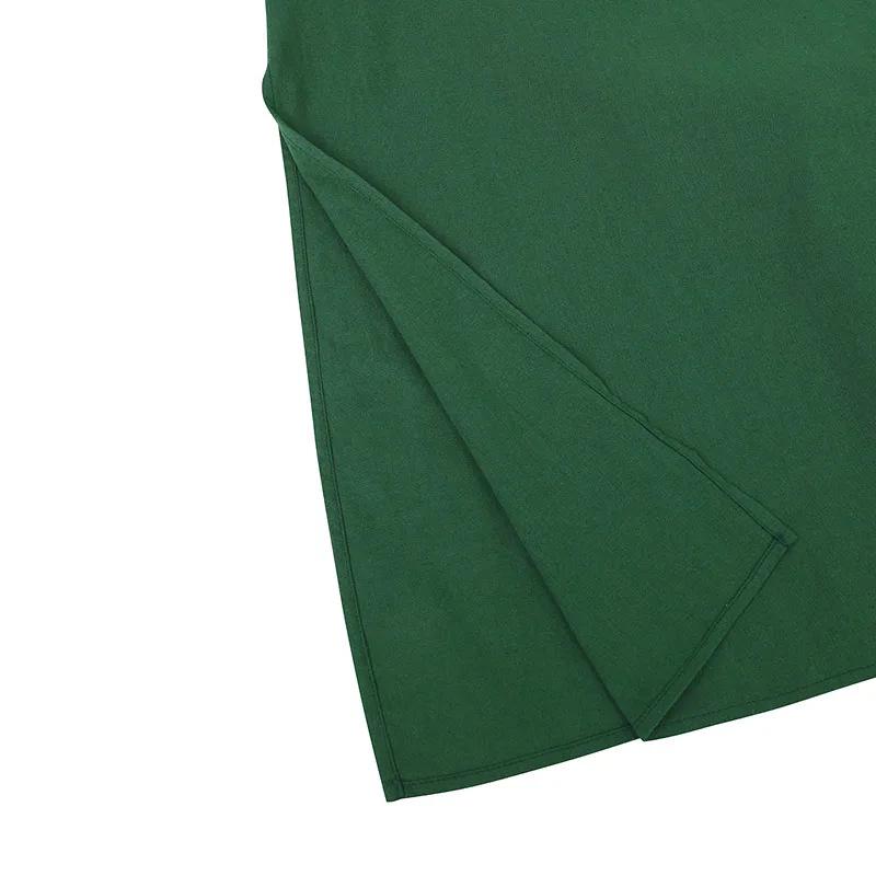 Весна/Лето 2024 Европейско-американское хлопково-льняное платье с V-образным вырезом, коротким рукавом и карманом