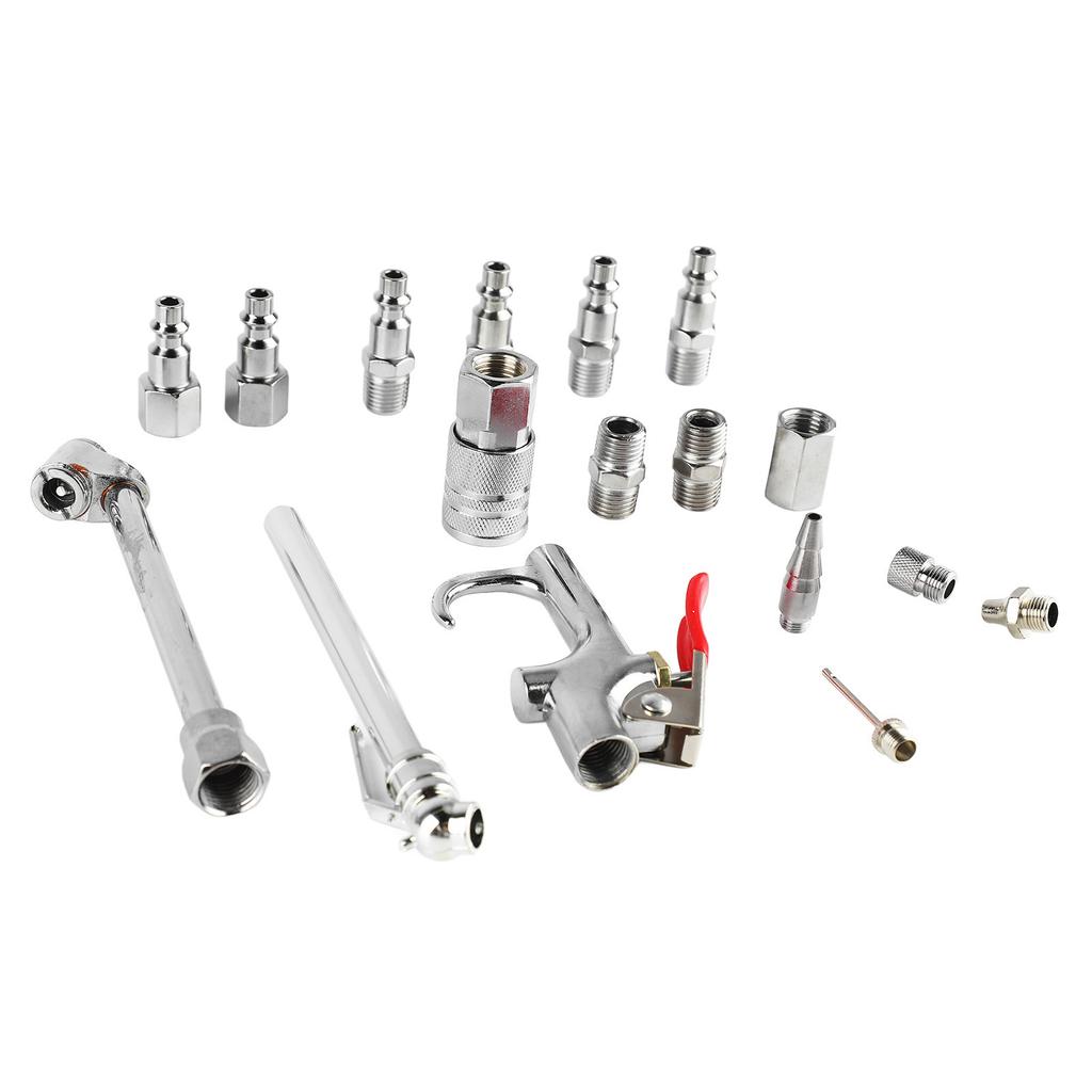 Комплект из 17 принадлежностей для продувочного пистолета, 14NPT, соединительная муфта, двойной патрон для продувочного пистолета, манометр для шин