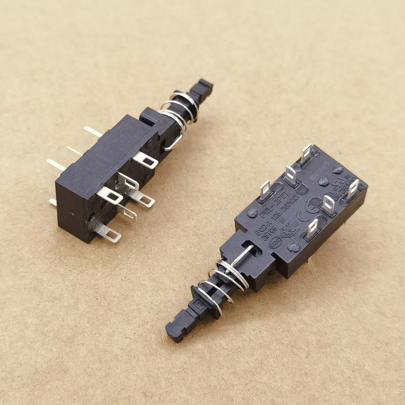 Original new 100% high current power switch self-locking straight button switch PWL-2P2T 6pin board