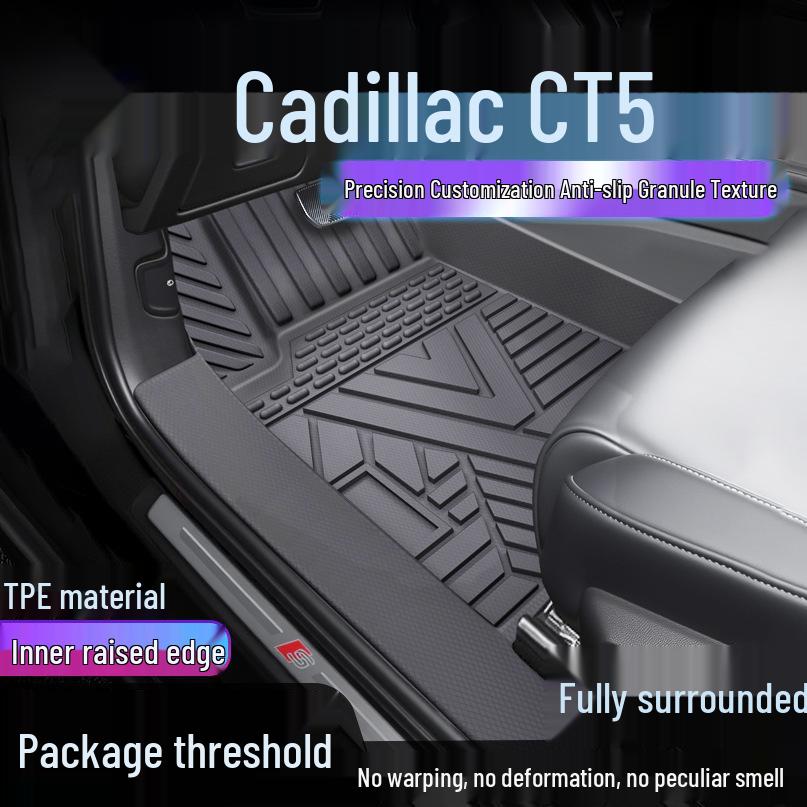 Водонепроницаемые всепогодные коврики Cadillac CT5 из TPE и грязезащитные накладки на пороги