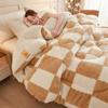 Checkerboard Super Thick Warm Winter Blankets Soft Artificial Lamb Cashmere Weighted Blanket Fluffy Warmth Duvet Comforter Quilt