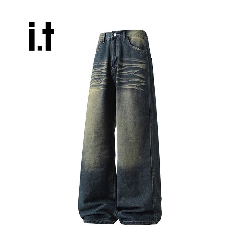 Izzue Джинсы унисекс свободного прямого кроя с широкими штанинами