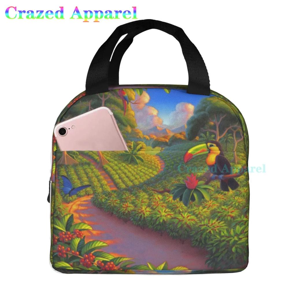 Окрашенные попугаи птицы сливовое дерево ткань Оксфорд сумка для обеда сумка-тоут ланч-бокс многоразовый органайзер сумка для унисекс рыбалка пикник