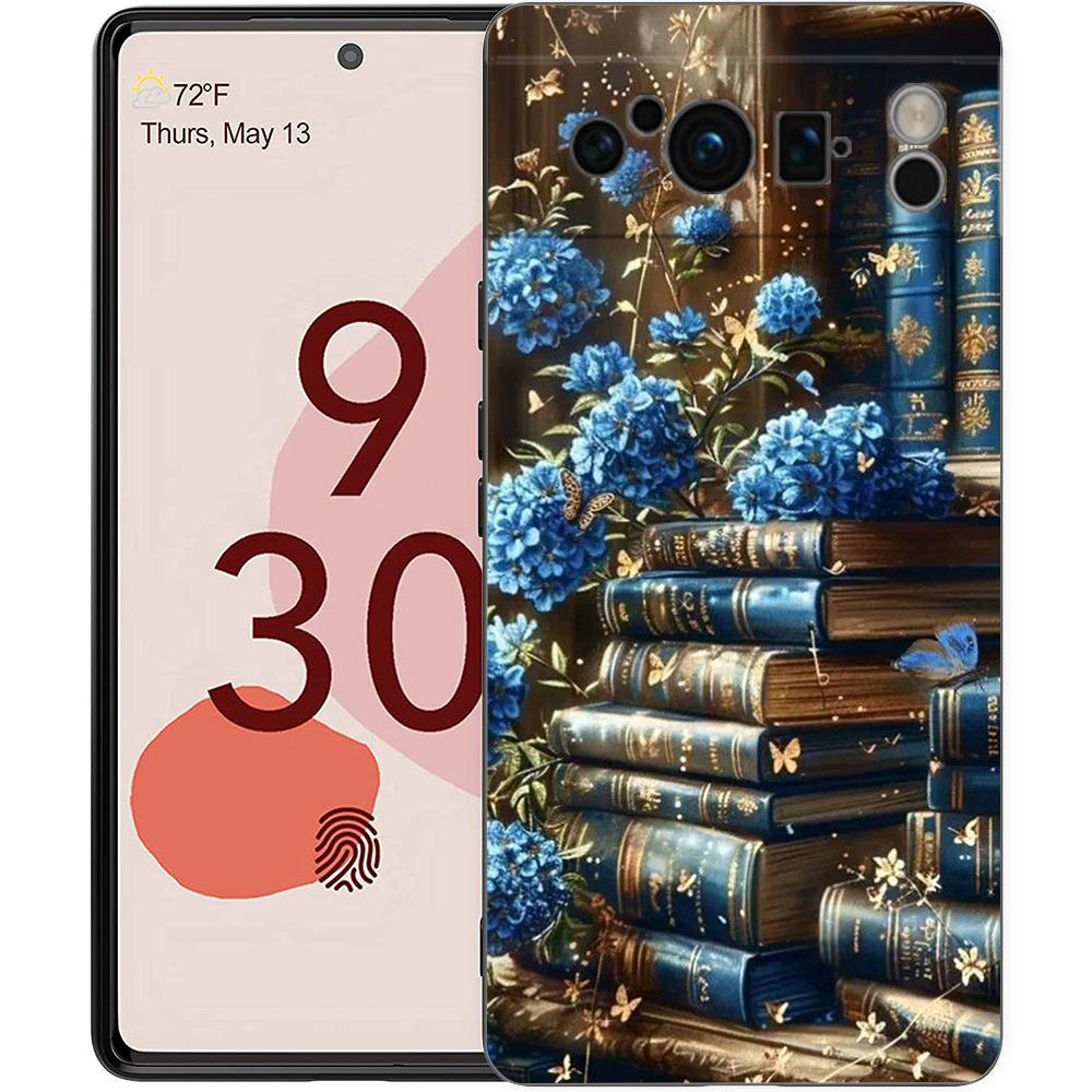 Vintage Bookcase Painted Phone Case Cover for Google Pixel 9 8 7 6 7A 6A Pro Shockproof Soft TPU 9 Pro XL Shell Capas Fundas